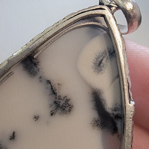 Necklace Pendants Dendritic Opal Teardrop Handmade Jewelry in Sterling Silver - Picture 7 of 10